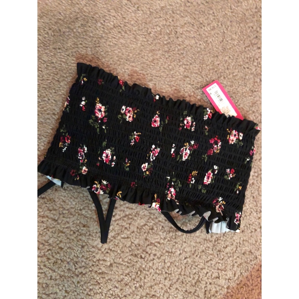 Floral bandeau bathing suit top